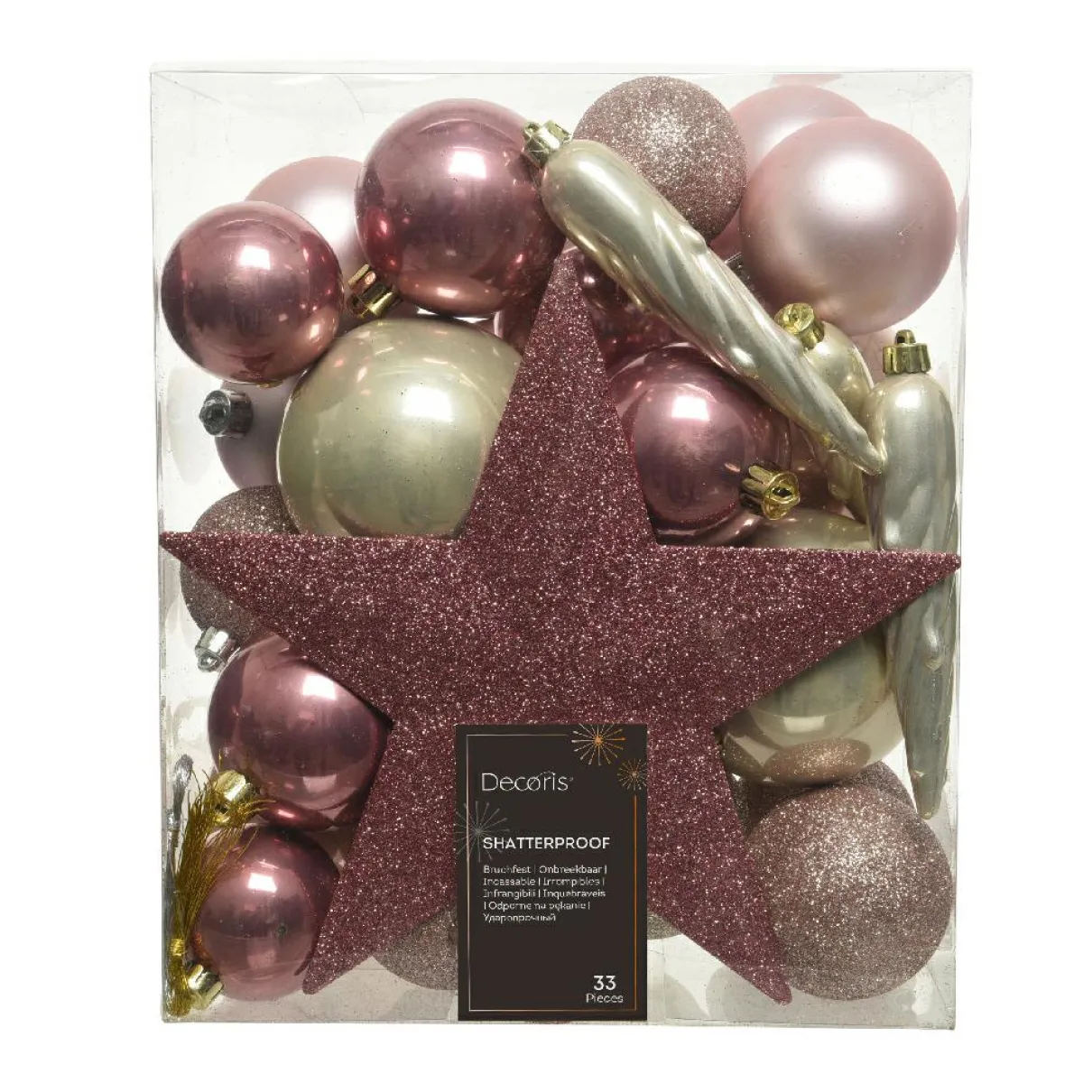 KAEMINGK Kit de décoration de sapin de Noël Novae multi Rose poudré/Perle/ Vieux rose Hot