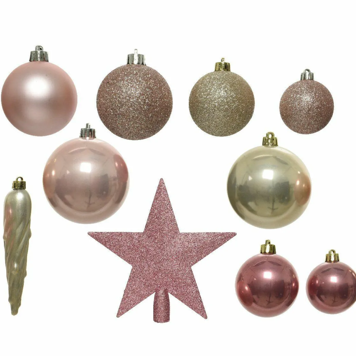 KAEMINGK Kit de décoration de sapin de Noël Novae multi Rose poudré/Perle/ Vieux rose Hot