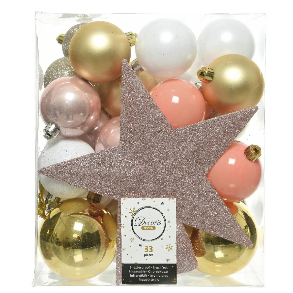 KAEMINGK Kit de décoration de sapin de Noël Novae multi Or / Blanc / Rose / Perle Discount