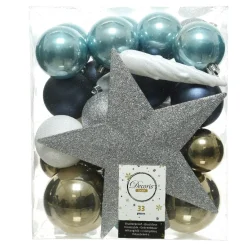 KAEMINGK Kit de décoration de sapin de Noël Novae multi Argent Bleu nuit Outlet