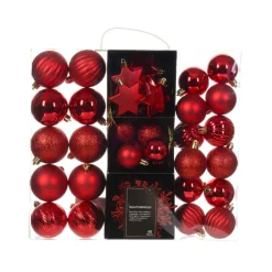 KAEMINGK Kit de décoration de Sapin de Noël (40 pcs) Cristal Rouge New