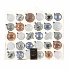 KAEMINGK Kit de décoration de sapin de Noël Agéna Blanc, Argent, Bleu vaporeux et Rose pétillant Sale