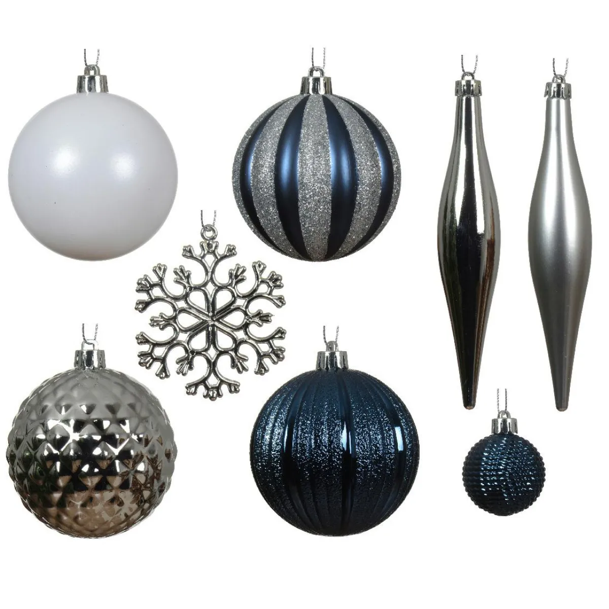 KAEMINGK Kit de décoration de sapin de Noël Christmas argent et blanc Bleu Discount