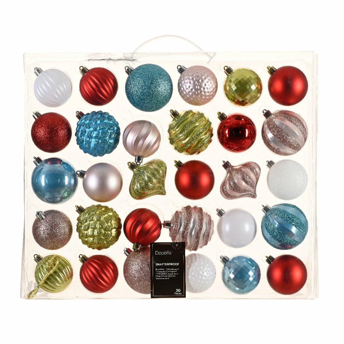 KAEMINGK Kit de décoration de sapin de Noël Agéna Blanc, Bleu pétillant, Pistache, Rouge et Rose poudré Best
