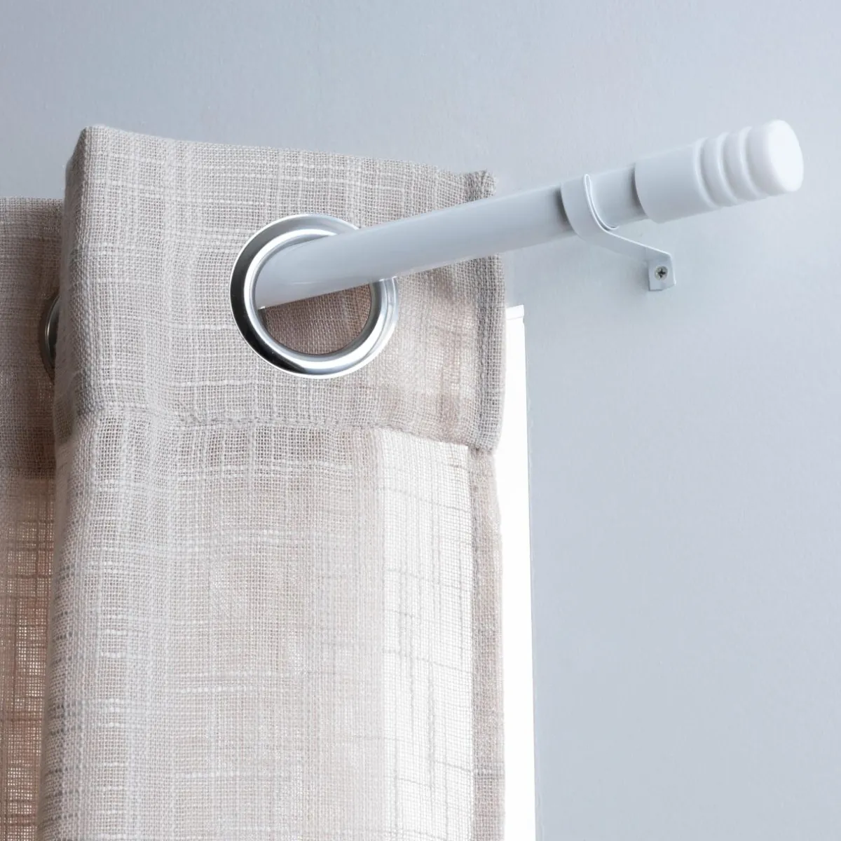 LUANCE Kit de tringle extensible (85 à 135 cm) Cylindre strié Blanc Best