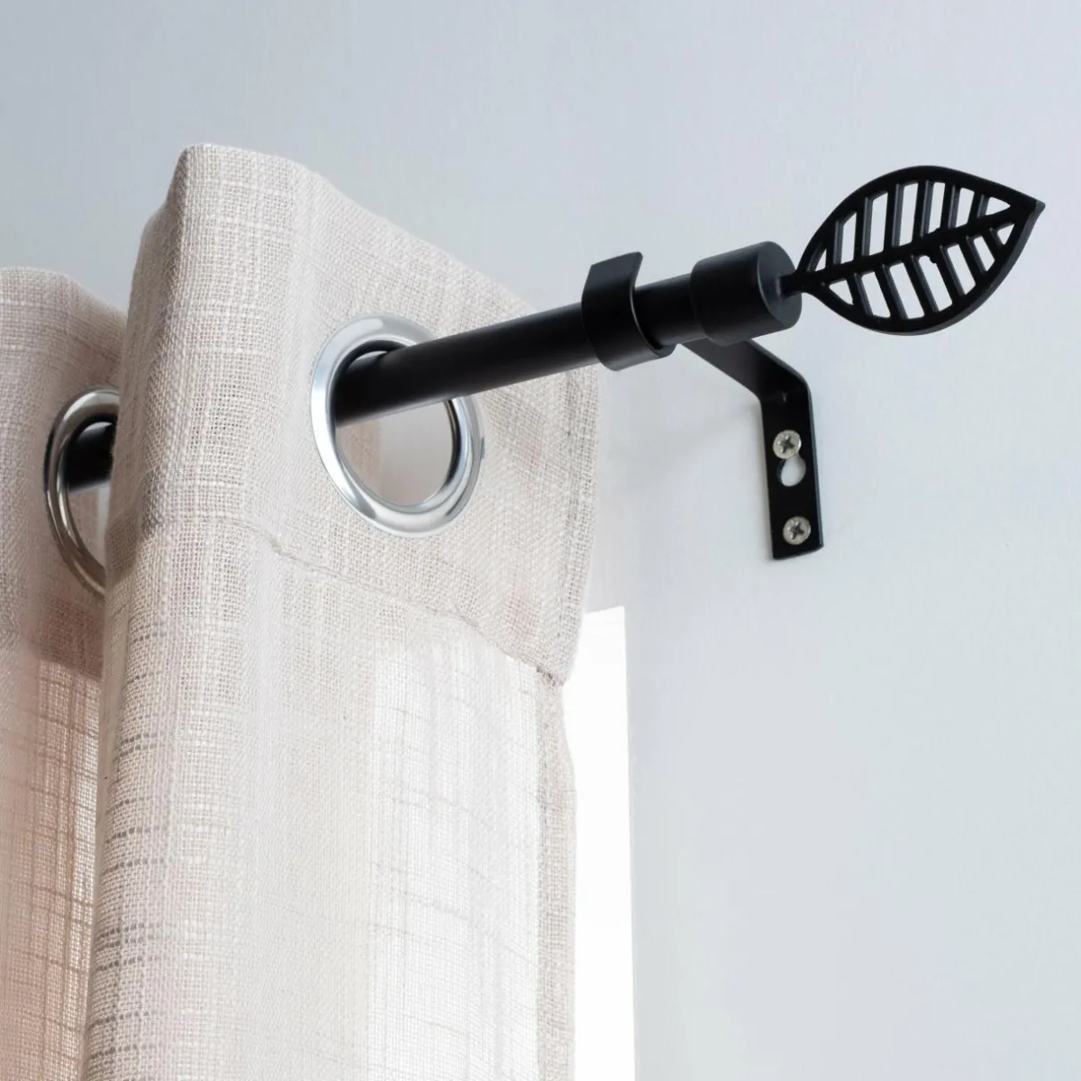 LUANCE Kit de tringle extensible (L120 - L210 cm / D16 mm) Sevigne mat Noir