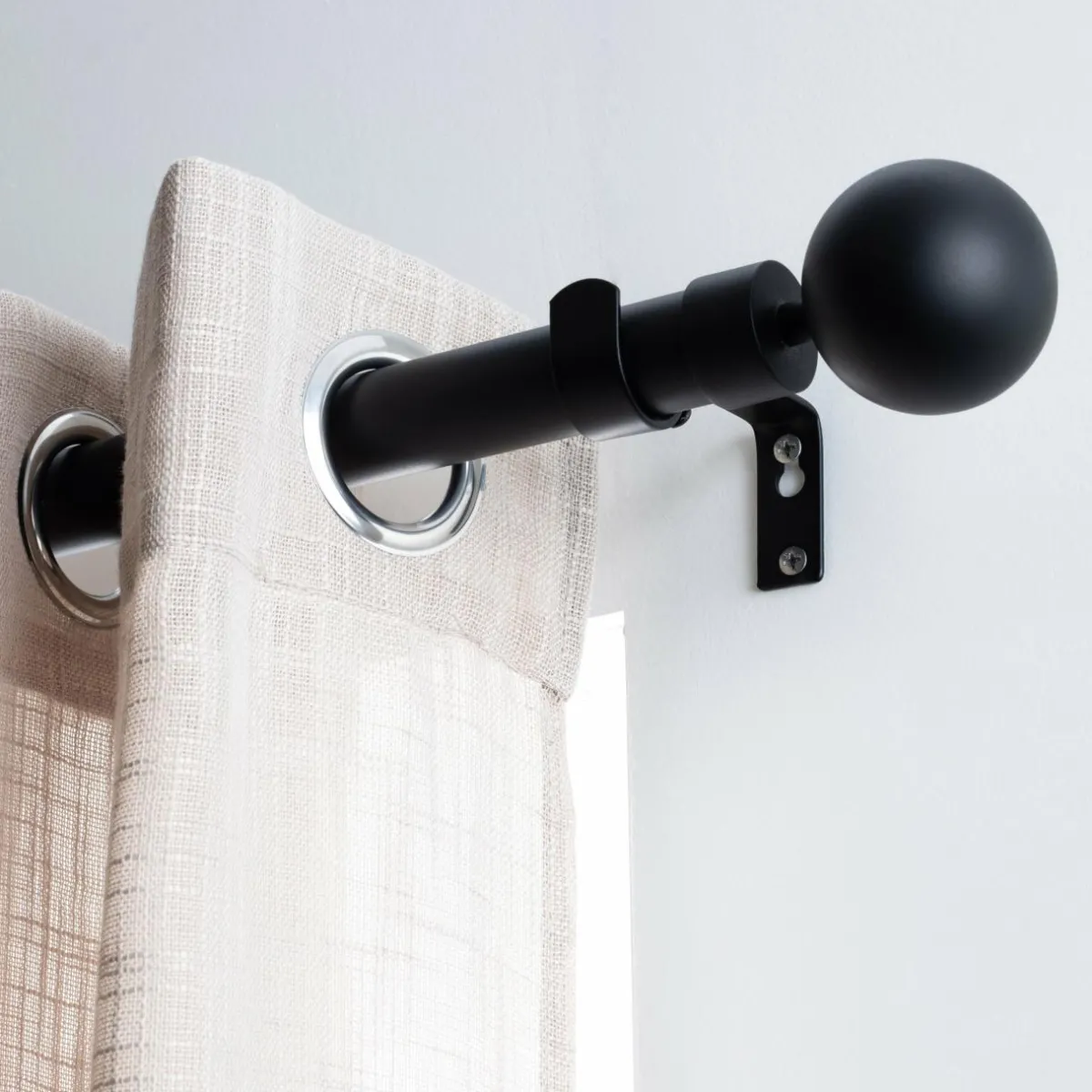 LUANCE Kit de tringle extensible (L210 - L380 cm / D28 mm) Gaïa Noir Outlet