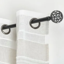 LUANCE Kit de tringle rideau extensible (L120 - L210 cm / D19 mm) Facette mat Noir Online