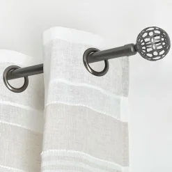 LUANCE Kit de tringle rideau extensible (L120 - L210 cm / D19 mm) Facette béton Gris New