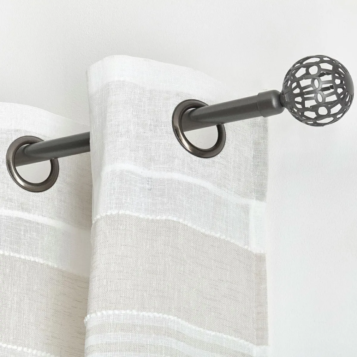 LUANCE Kit de tringle rideau extensible (L120 - L210 cm / D19 mm) Facette béton Gris New