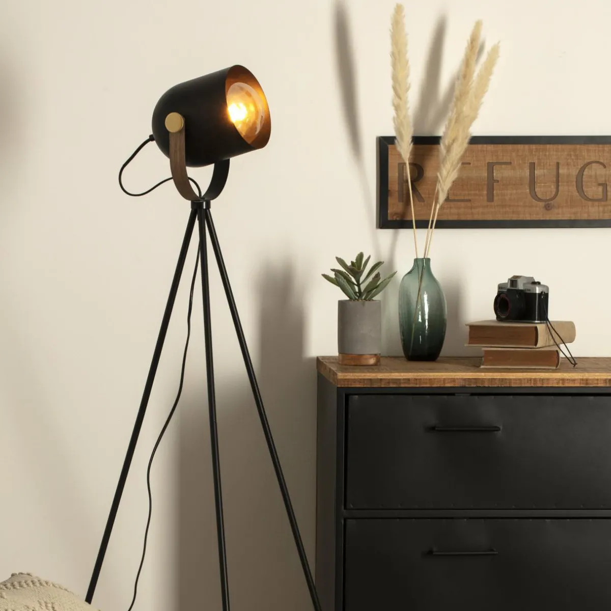 ATMOSPHERA Lampadaire à trépied (H136 cm) Bil Noir Clearance