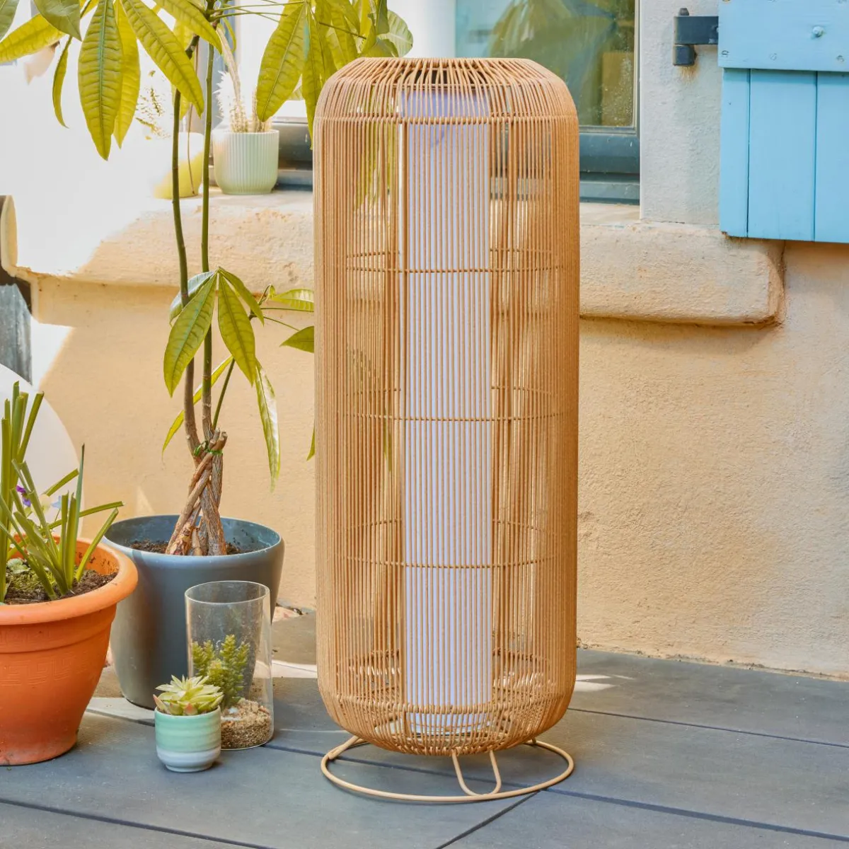 Atmosphera, cru017dateur d'intu017drieur Lampadaire de jardin solaire en corde LED (H78 cm) Loise Beige Naturel Outlet