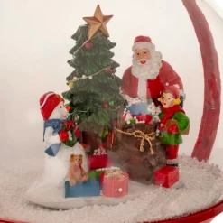 JJA Lampadaire de Noël illuminé et animé (H150 cm) Boule Neige tombante Rouge Clearance