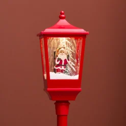 KAEMINGK Lampadaire de Noël illuminé, musical et animé 10 LED (H135 cm) Neige tombante Rouge Clearance