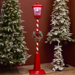 KAEMINGK Lampadaire de Noël illuminé et animé 33 LED (H180 cm) Neige tombante Rouge Online