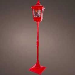 KAEMINGK Lampadaire de Noël illuminé, musical et animé 10 LED (H185 cm) Neige tombante Rouge
