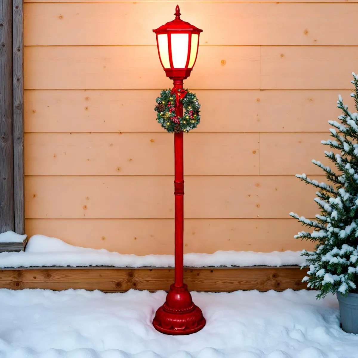 Feeric Lights & Christmas Lampadaire de Noël illuminé (H185 cm) London et Blanc chaud Rouge New