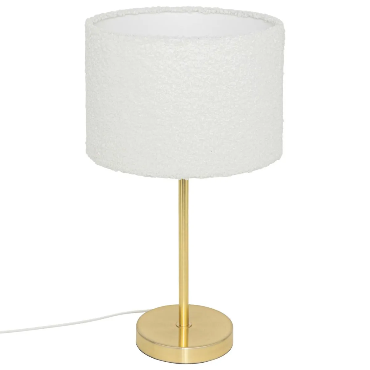 Atmosphera, cru017dateur d'intu017drieur Lampe à poser bouclette et métal (H49 cm) Tina et or Blanc Online