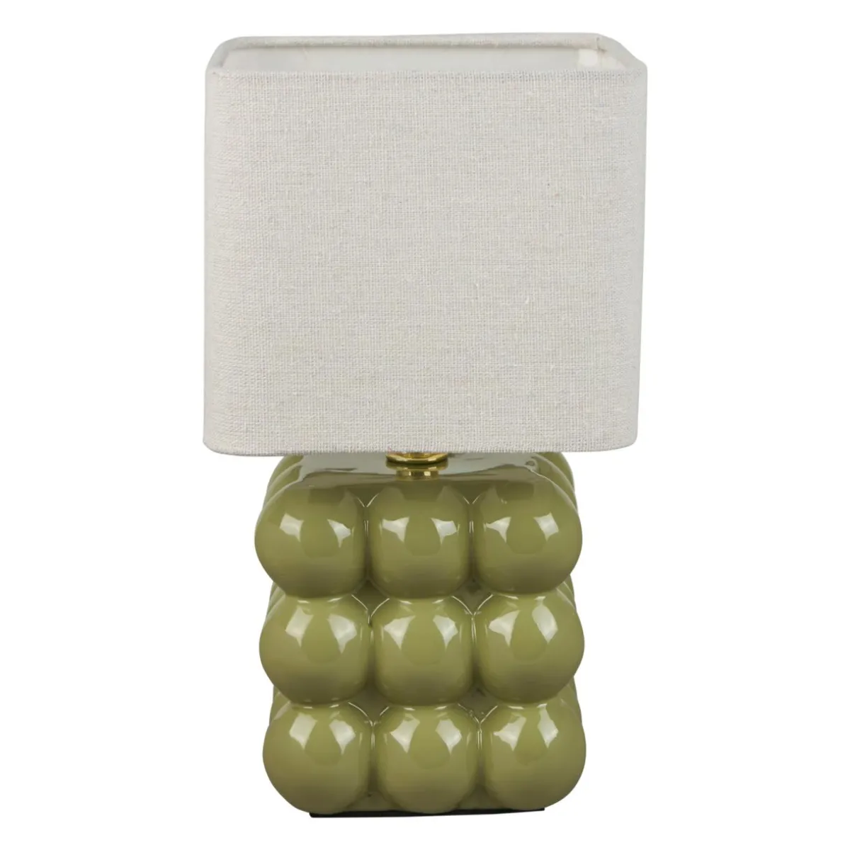 OSTARIA Lampe à poser Carrée en Céramique (H27 cm) Pompon e Vert