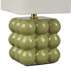 OSTARIA Lampe à poser Carrée en Céramique (H27 cm) Pompon e Vert