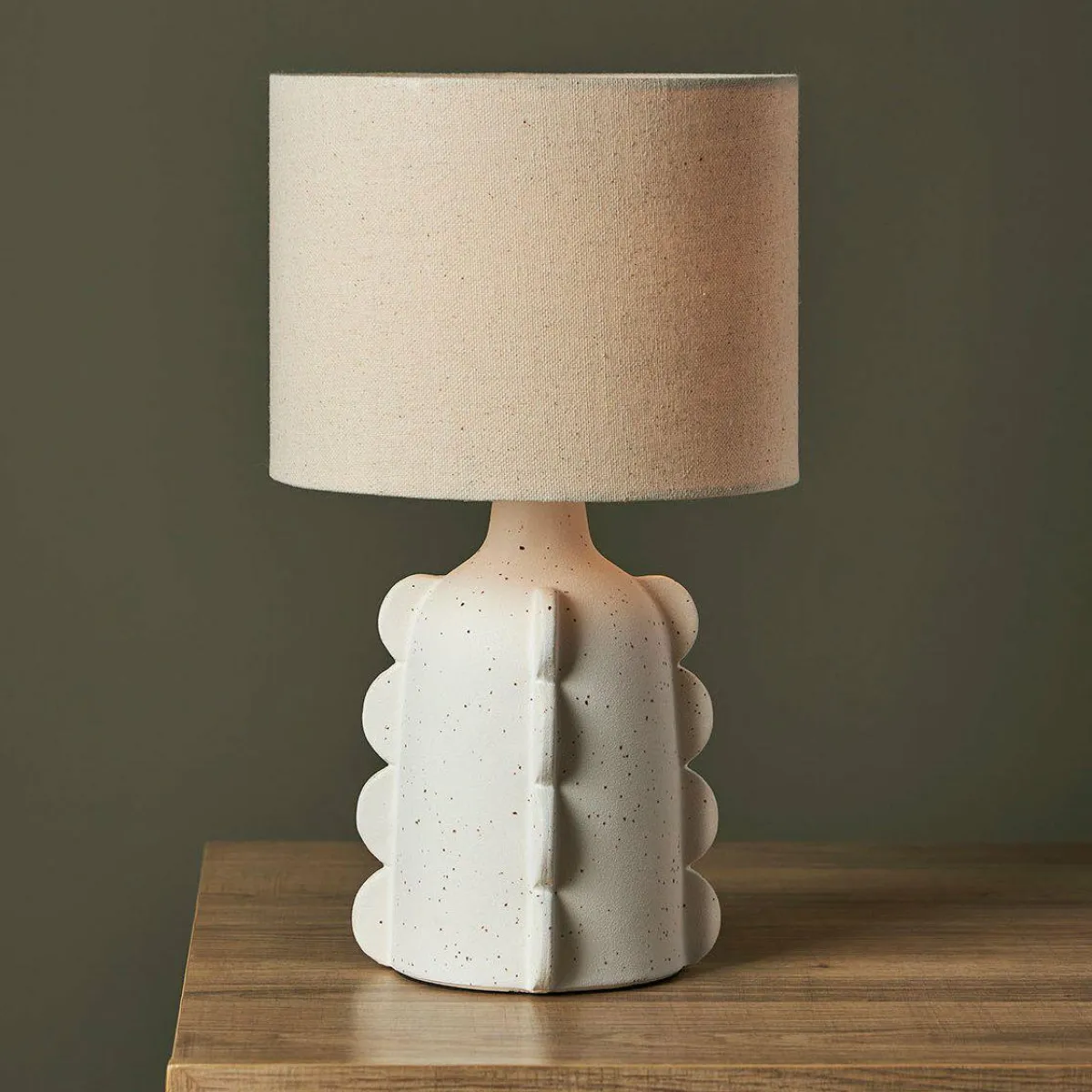 OSTARIA Lampe à poser céramique et lin (H34,5 cm) Aurora he Blanc Sale
