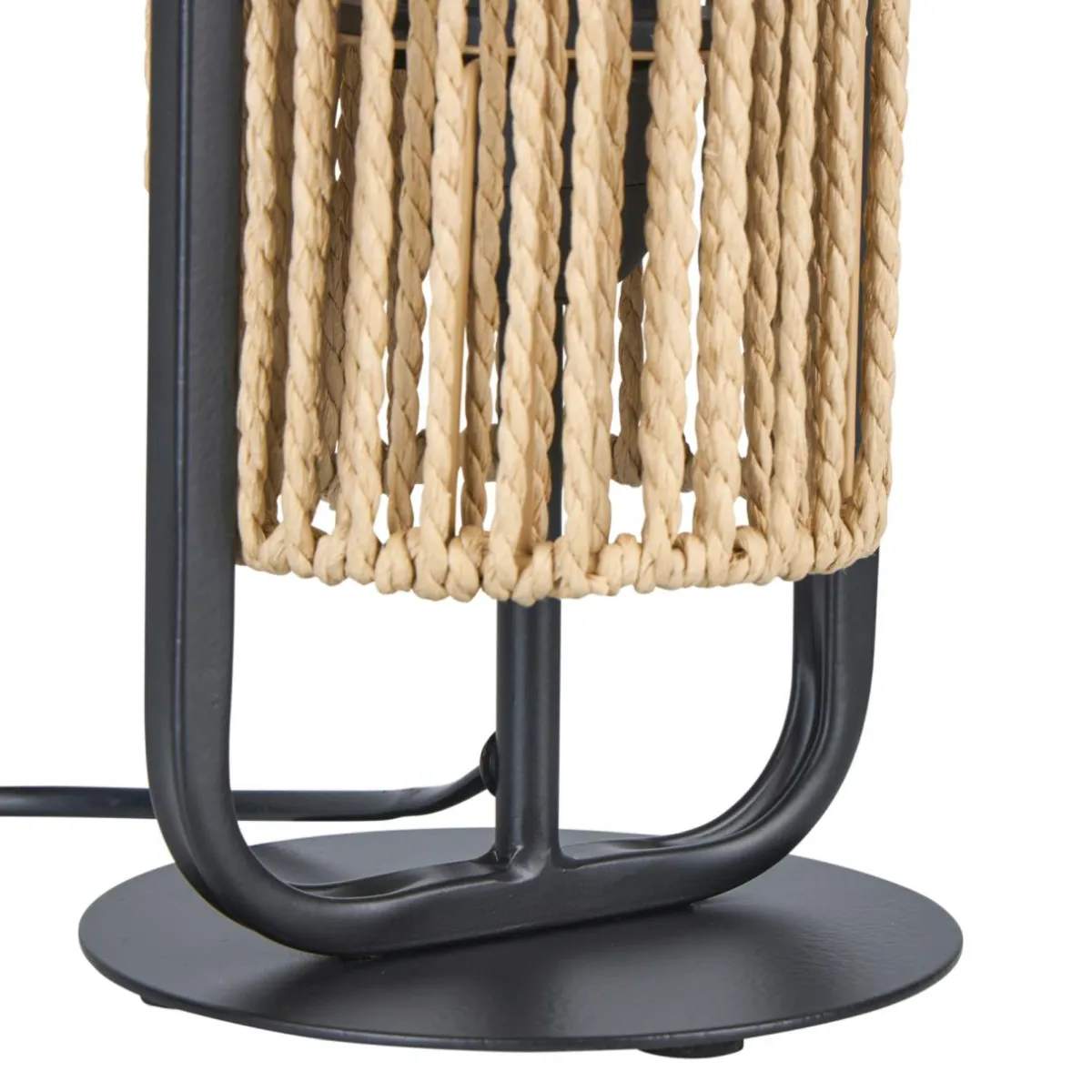 OSTARIA Lampe à poser en Corde et Métal (H37 cm) Tanzanie et beige Noir Sale