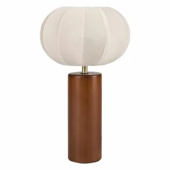 OSTARIA Lampe à poser en coton (H36 cm) Mira Bois foncé Naturel Clearance