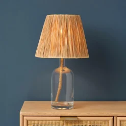 OSTARIA Lampe à poser en verre et corde (H40 cm) Haddock Naturel Discount