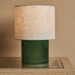 OSTARIA Lampe à poser en verre rétro (H22 cm) Teca e Vert Outlet