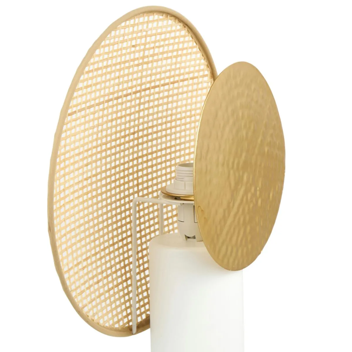 OSTARIA Lampe à poser métal et bambou (H32 cm) Olympe Beige et dé Or Sale