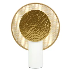 OSTARIA Lampe à poser métal et bambou (H32 cm) Olympe Beige et dé Or Sale