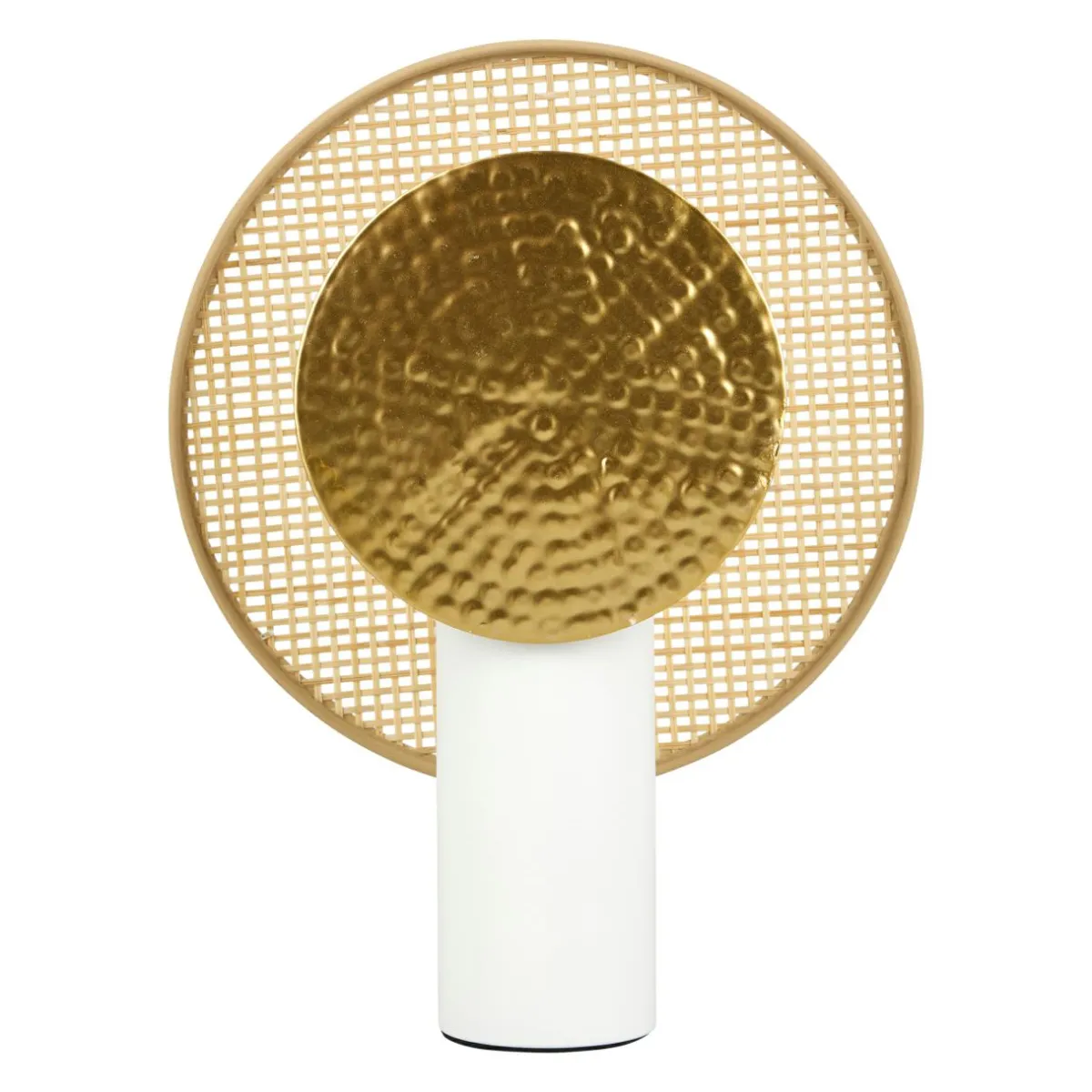 OSTARIA Lampe à poser métal et bambou (H32 cm) Olympe Beige et dé Or Sale