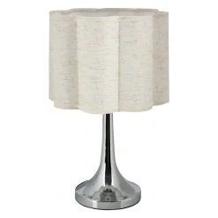 OSTARIA Lampe à poser métal et lin (H33 cm) Tulipe Argent Outlet