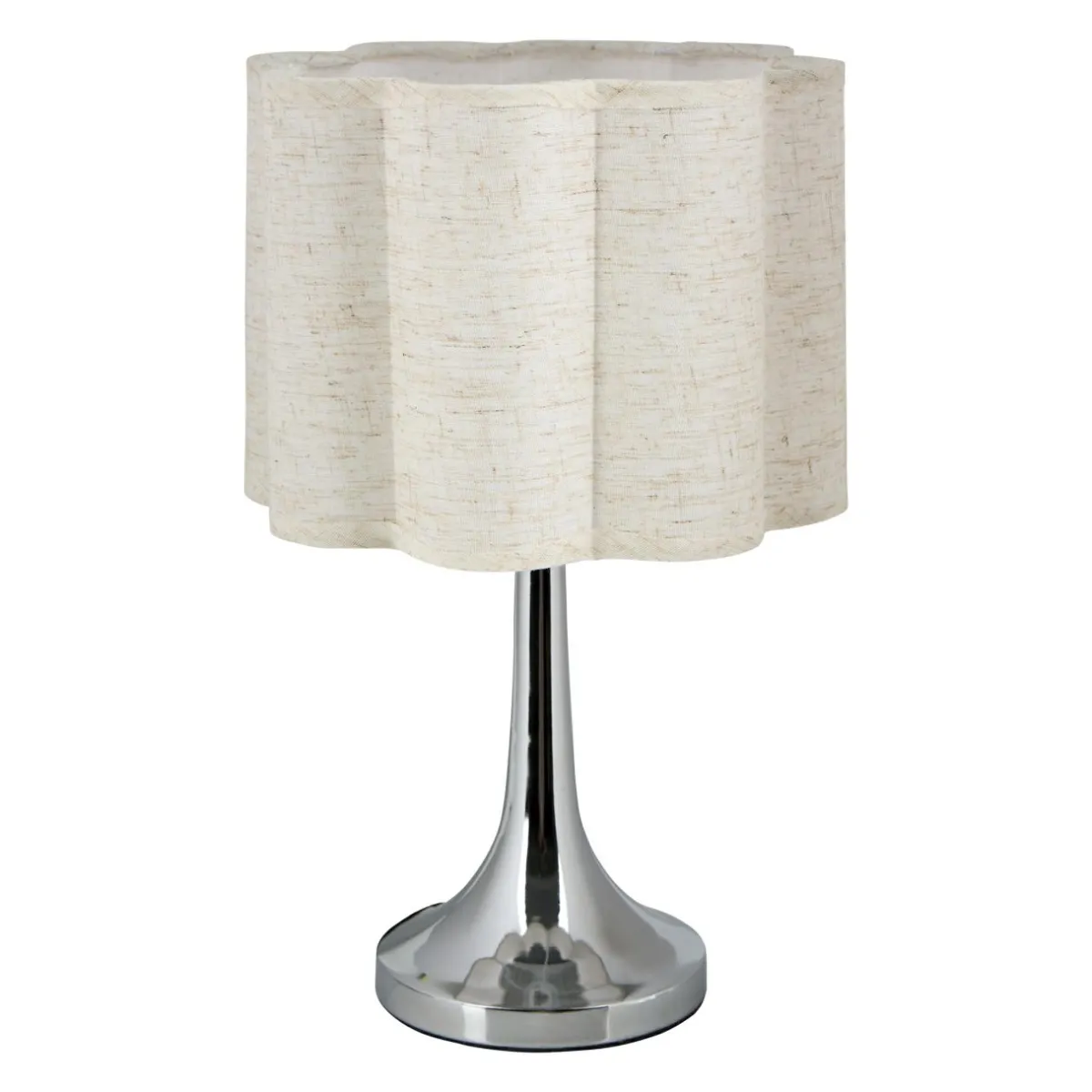 OSTARIA Lampe à poser métal et lin (H33 cm) Tulipe Argent Outlet