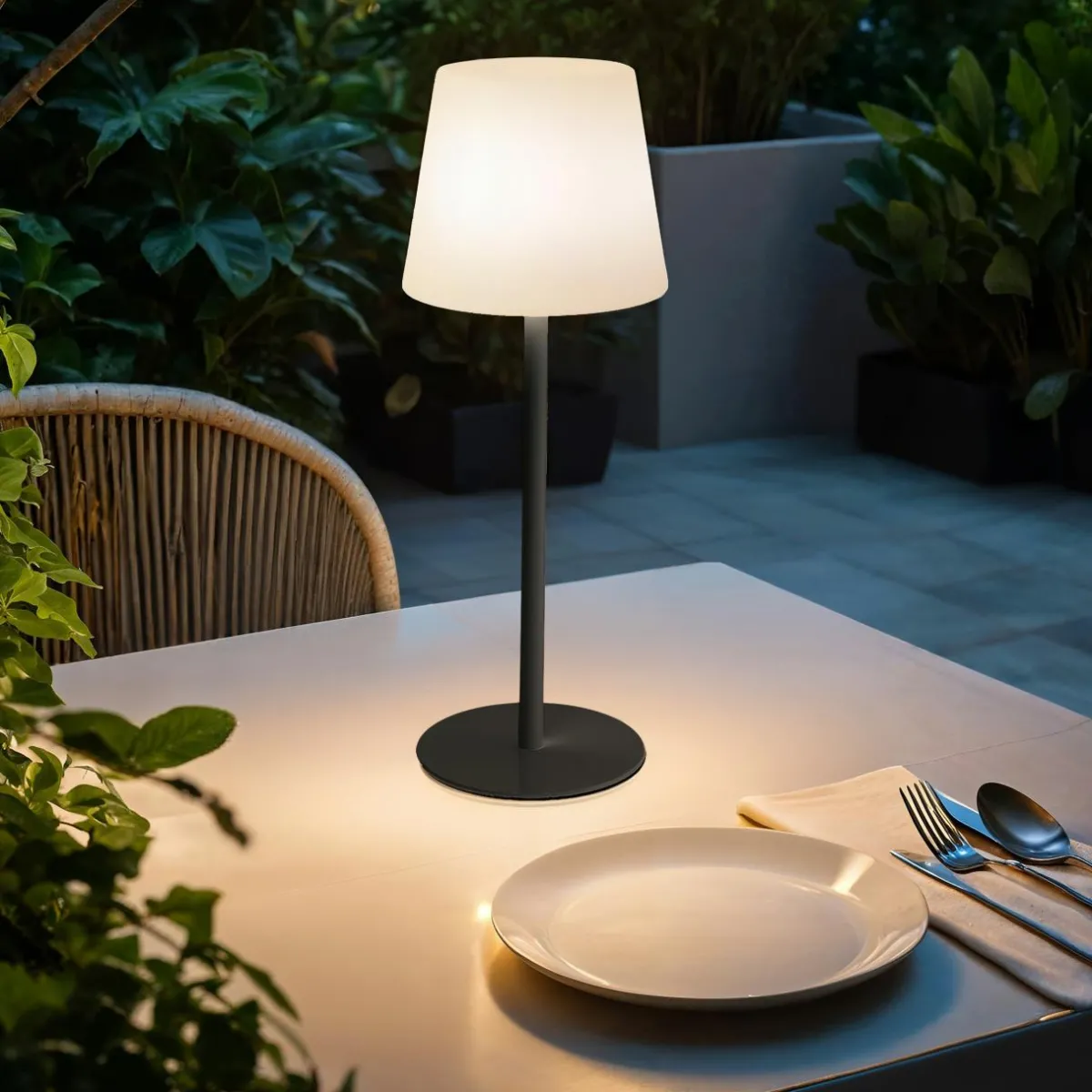 #N/A Lampe de table sans fil rechargeable USB (H40 cm) Manhattan Noir Outlet