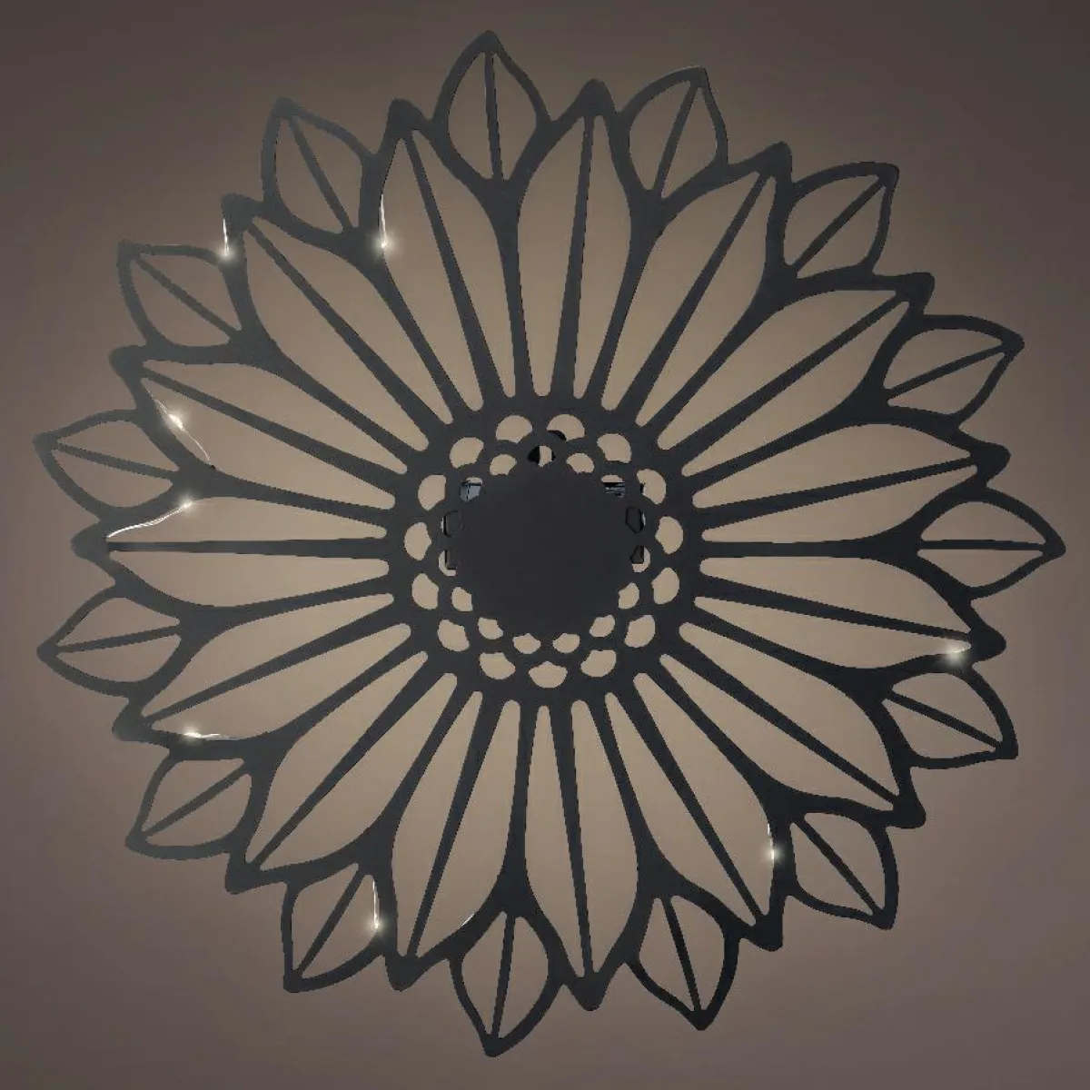 KAEMINGK Lampe murale solaire en métal (D37 cm) Tournesol et blanc chaud Noir Best