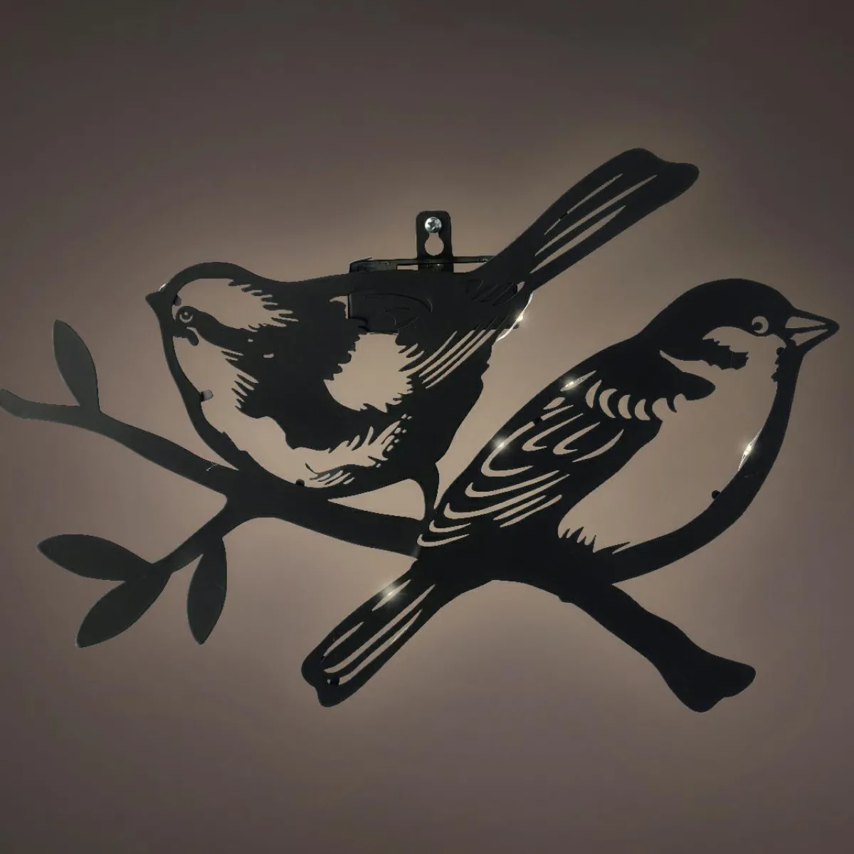 #N/A Lampe murale solaire en métal (H23,5 cm) Duo d'oiseaux Noir Online