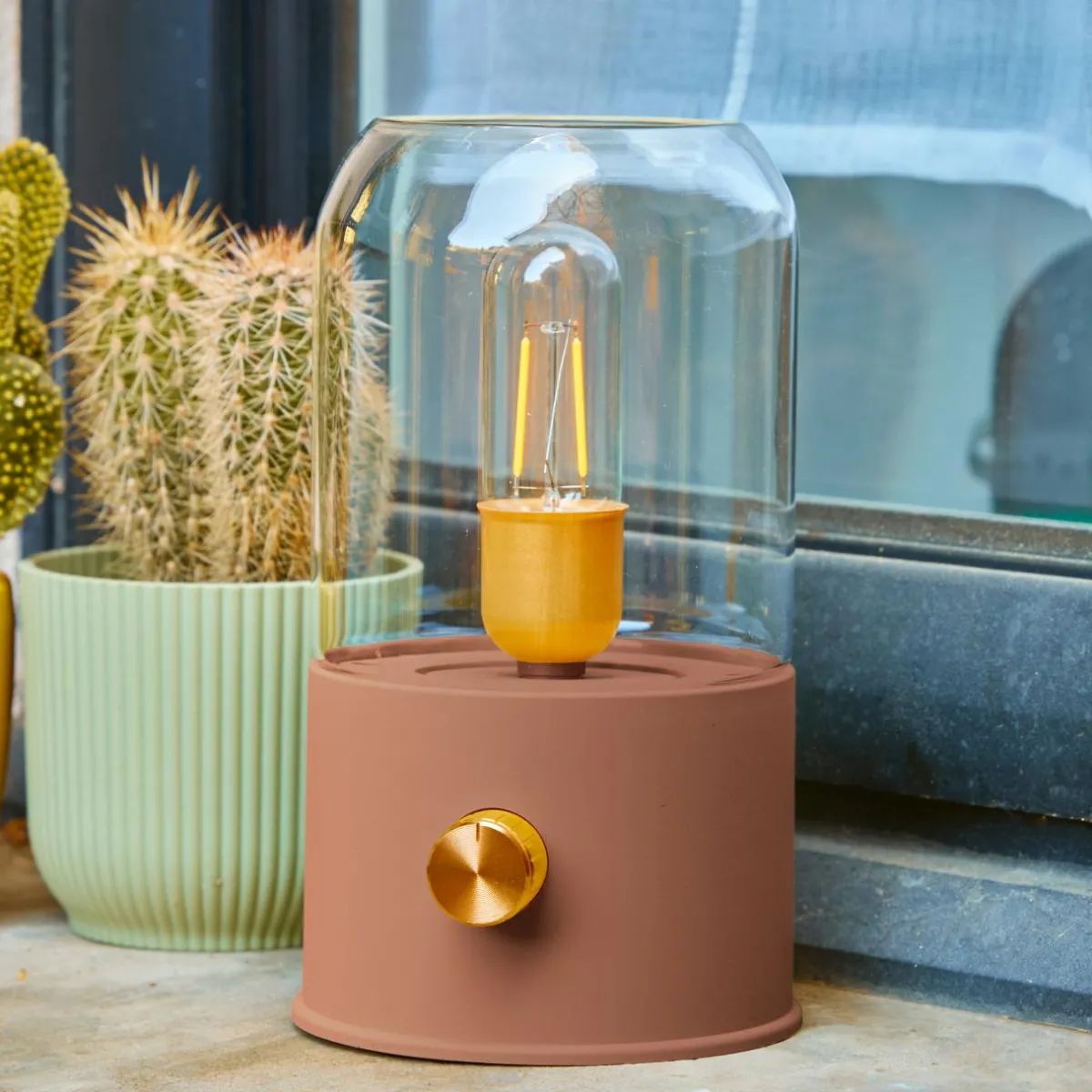 #N/A Lampe tempête sans fil rechargeable USB (H20 cm) Terracotta Orange Outlet