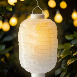 #N/A Lanterne chinoise solaire LED (D20 cm) Cylindre effet flamme chaud Blanc Clearance