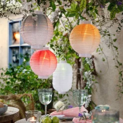 #N/A Lanterne chinoise solaire LED (D20 cm) Cylindre effet flamme chaud Blanc Clearance