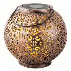 #N/A Lanterne de jardin solaire LED (H17 cm) Palazzo Brun rustique Marron