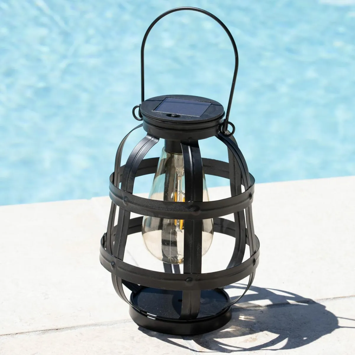 #N/A Lanterne solaire métal LED (H18,5 cm) Julia Noir Sale