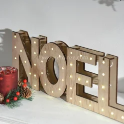 Feeric Lights & Christmas Lettres lumineuses à piles 41 LED (H15 cm) "Noël" Bois et Blanc chaud Sale