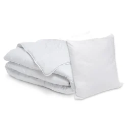 EMINZA Lot Couette chaude anti-acariens (280 x 240 cm) + 2 Oreillers (60 x 60 cm) Comète he Blanc Hot