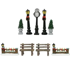 KAEMINGK Lot de 9 accessoires (H12 cm) Aménagement urbain pour village Outlet