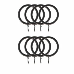 LUANCE Lot de 8 anneaux tringle rideau (D28 mm) Lino mat Noir Online
