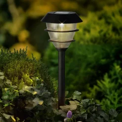 #N/A Lot de 4 bornes de jardin solaire LED (H30 cm) Garden Noir New