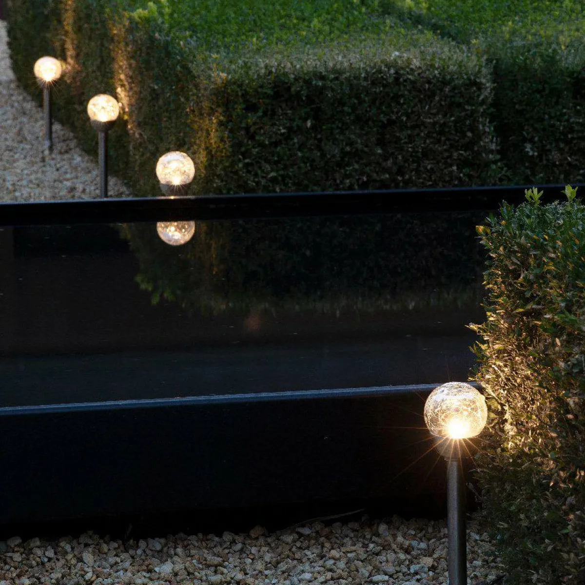 #N/A Lot de 6 bornes de jardin solaire (H24.5 cm) Verre craquelé Blanc chaud Outlet