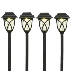 #N/A Lot de 4 bornes de jardin solaire LED (H33 cm) Botany Noir Clearance