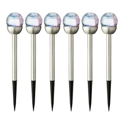 #N/A Lot de 6 bornes de jardin solaires (H24,5 cm) Verre craquelé Multicolore Discount